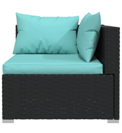 Salon de jardin 7 pcs avec coussins Résine tressée Noir