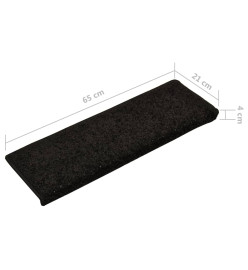 Tapis d'escalier 15 pcs 65x21x4 cm Noir