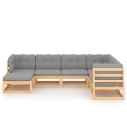 Salon de jardin 7 pcs avec coussins Bois de pin massif
