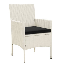Chaises de jardin avec coussins 4 pcs Résine tressée Blanc