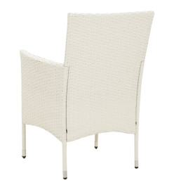 Chaises de jardin avec coussins 4 pcs Résine tressée Blanc