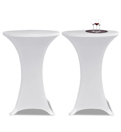 Housses élastiques de table Ø 70 cm Blanc 4 pcs