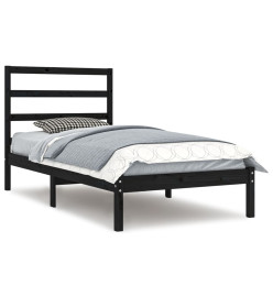 Cadre de lit Noir Bois massif 90x190 cm Simple