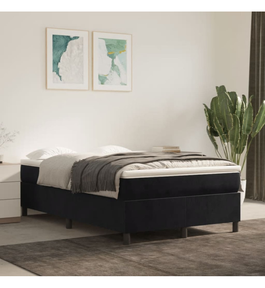 Lit à sommier tapissier avec matelas Noir 120x200 cm Velours Lit à sommier tapissier avec matelas Noir 120x200 cm Velours