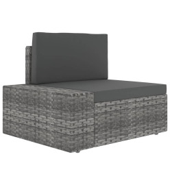 Salon de jardin 8 pcs avec coussins Gris Résine tressée