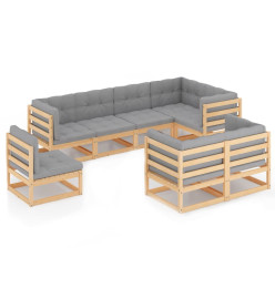 Salon de jardin 8 pcs avec coussins Bois de pin massif
