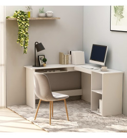 Bureau d'angle en forme de L Blanc 120x140x75 cm