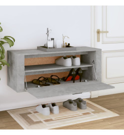 Armoire à chaussures murale Gris béton 100x35x38 cm