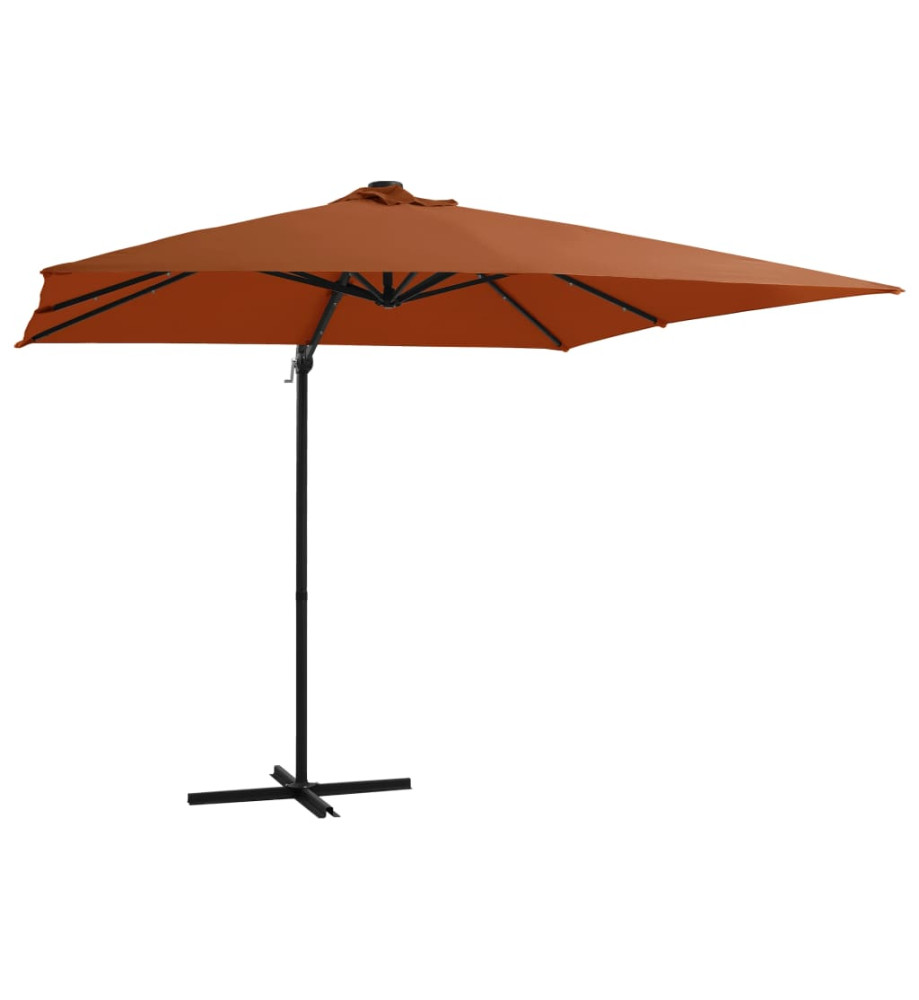 Parasol déporté avec lumières LED Terre cuite 250x250 cm