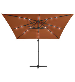 Parasol déporté avec lumières LED Terre cuite 250x250 cm