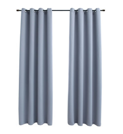 Rideaux occultants avec anneaux en métal 2 pcs Gris 140x225 cm