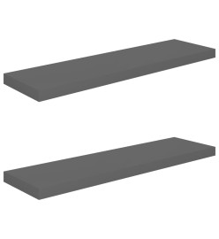 Étagère murale flottante 2 pcs Gris brillant 90x23,5x3,8 cm MDF