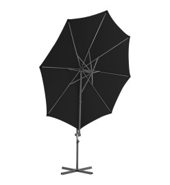 Parasol déporté avec mât en acier Noir 300 cm