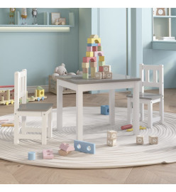 Ensemble de table et chaises enfants 3 pcs Blanc et gris MDF