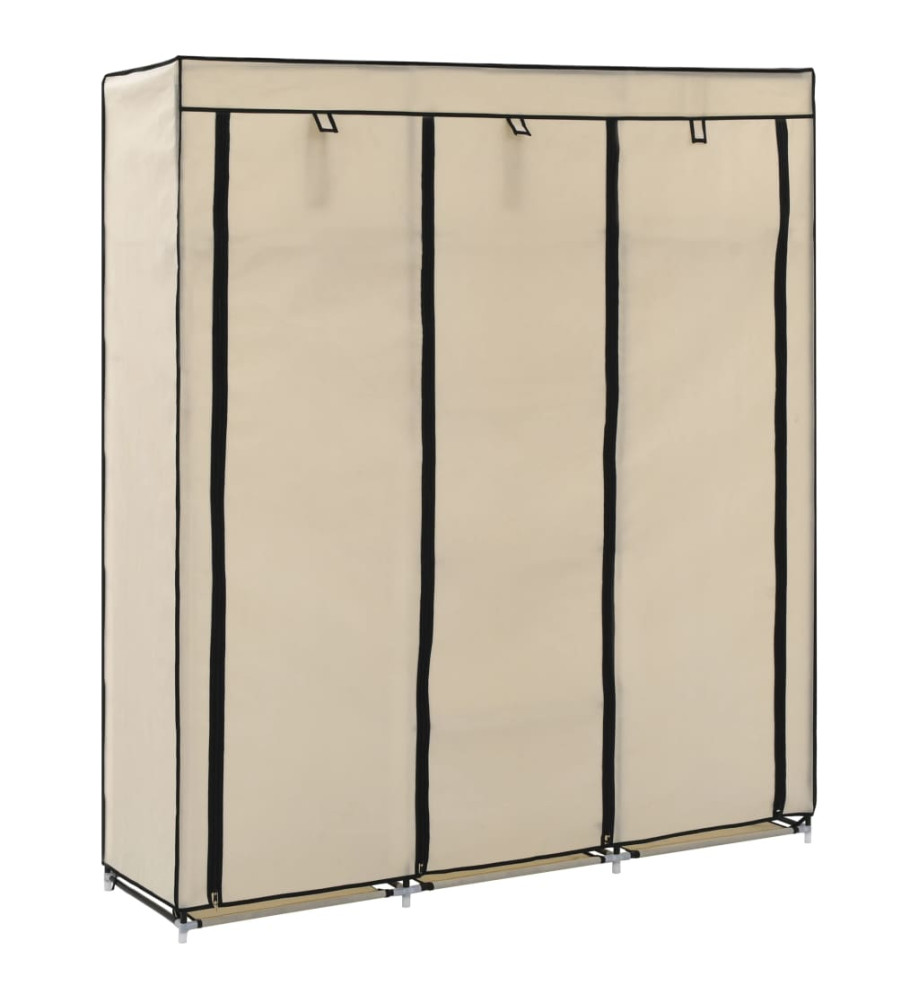 Armoire avec compartiments et barres Crème 150x45x175 cm Tissu