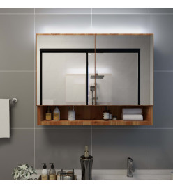 Armoire à miroir de salle de bain LED Chêne 80x15x60 cm MDF