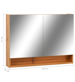 Armoire à miroir de salle de bain LED Chêne 80x15x60 cm MDF