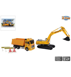 2-Play Camion à benne jouet 17 cm avec excavateur 22 cm