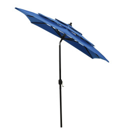 Parasol à 3 niveaux avec mât en aluminium Bleu azuré 2x2 m