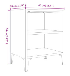 Tables de chevet pieds en métal 2 pcs Chêne fumé 40x30x50 cm