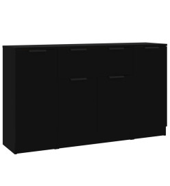 Buffets 3 pcs noir bois d'ingénierie