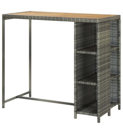 Table de bar avec rangement Gris 120x60x110 cm Résine tressée