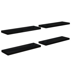 Étagère murale flottante 4 pcs Noir brillant 80x23,5x3,8 cm MDF