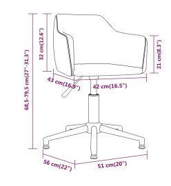 Chaises pivotantes à manger lot de 2 Gris clair Velours