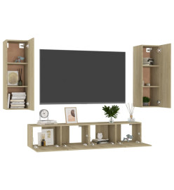 Ensemble de meubles TV 4 pcs Chêne sonoma Aggloméré