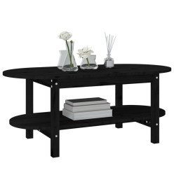 Table basse Noir 110x55x45 cm Bois massif de pin