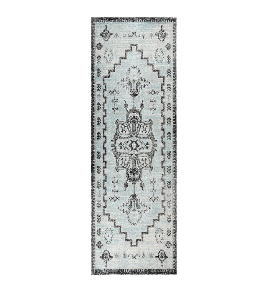 Tapis à tissage plat d'extérieur 80x250 cm Vert et gris