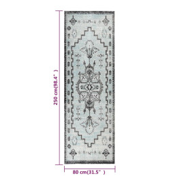 Tapis à tissage plat d'extérieur 80x250 cm Vert et gris