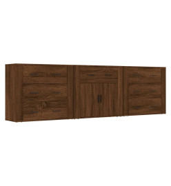 Buffets 3 pcs Chêne marron Bois d'ingénierie