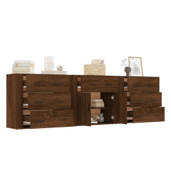 Buffets 3 pcs Chêne marron Bois d'ingénierie