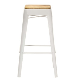 Tabourets de bar lot de 4 blanc bois de manguier massif