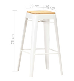 Tabourets de bar lot de 4 blanc bois de manguier massif