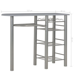 Ensemble de bar avec étagères 3 pcs Bois et acier Gris