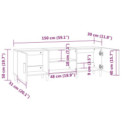 Meuble TV Sonoma gris 150x30x50 cm Bois d'ingénierie