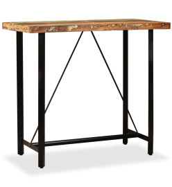 Ensemble de bar 5 pcs Bois de récupération Cuir véritable et toile