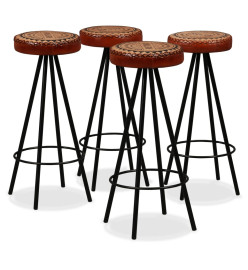 Ensemble de bar 5 pcs Bois de récupération Cuir véritable et toile