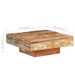 Table basse 80x80x28 cm Bois de récupération massif