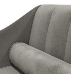 Chaise longue avec traversin gris clair velours