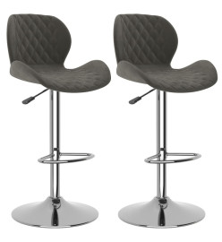 Tabourets de bar lot de 2 gris foncé velours