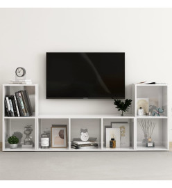 Ensemble de meubles TV 3 pcs Blanc brillant Aggloméré