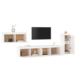 Meubles TV 4 pcs Blanc Bois massif de pin