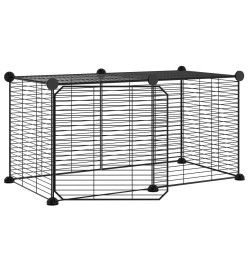 Cage animaux de compagnie à 8 panneaux et porte Noir 35x35 cm