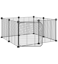 Cage animaux de compagnie à 8 panneaux et porte Noir 35x35 cm