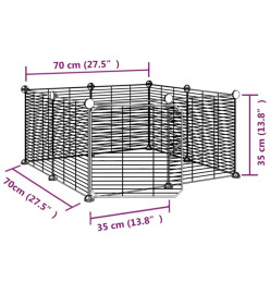 Cage animaux de compagnie à 8 panneaux et porte Noir 35x35 cm