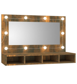 Armoire à miroir avec LED Chêne fumé 90x31,5x62 cm