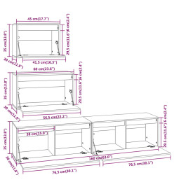 Meubles TV 4 pcs Blanc Bois massif de pin